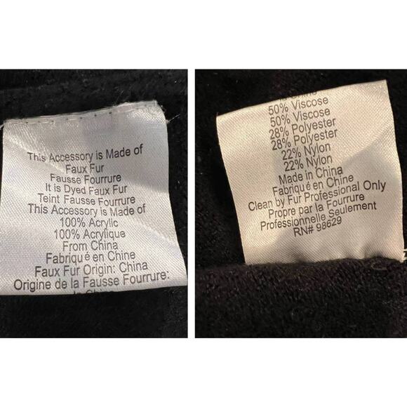 LA FIORENTINA Rib Ruana With Faux Fur Collar In Black (O/S) - Picture 7 of 9